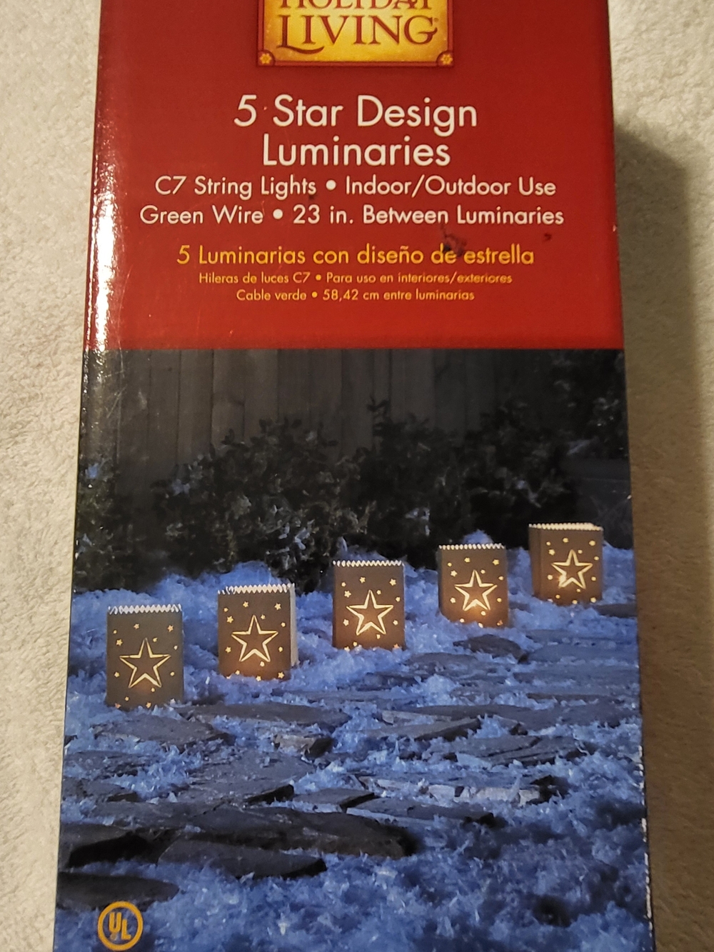 Holiday Living 5 Star Luminaries Indoor/Outdoor C7 String Lights Christmas Decor